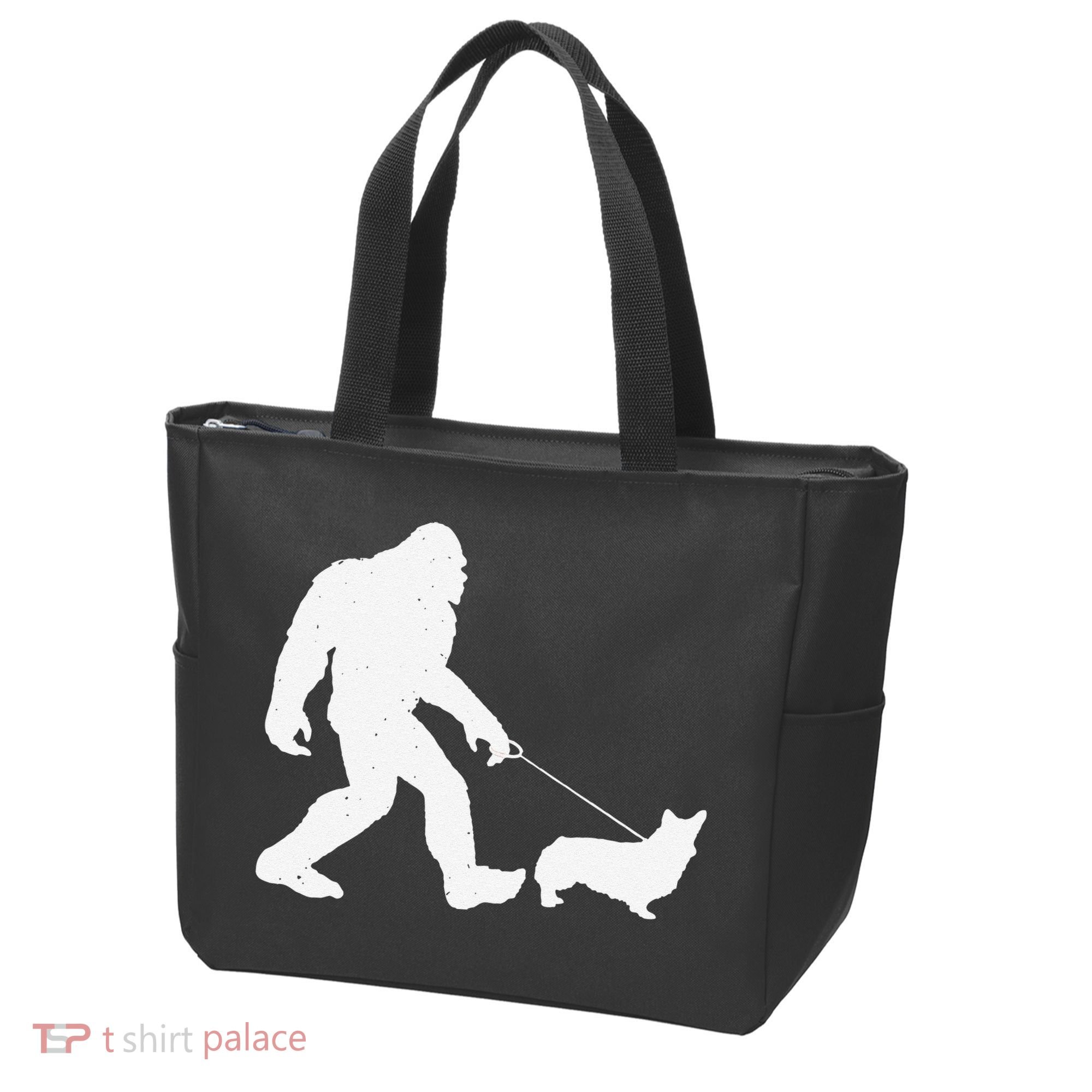 Bigfoot Walking Corgi Dog Funny Gift Tote Bag