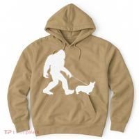 Bigfoot Walking Corgi Dog Funny Gift Hoodie thumb 0
