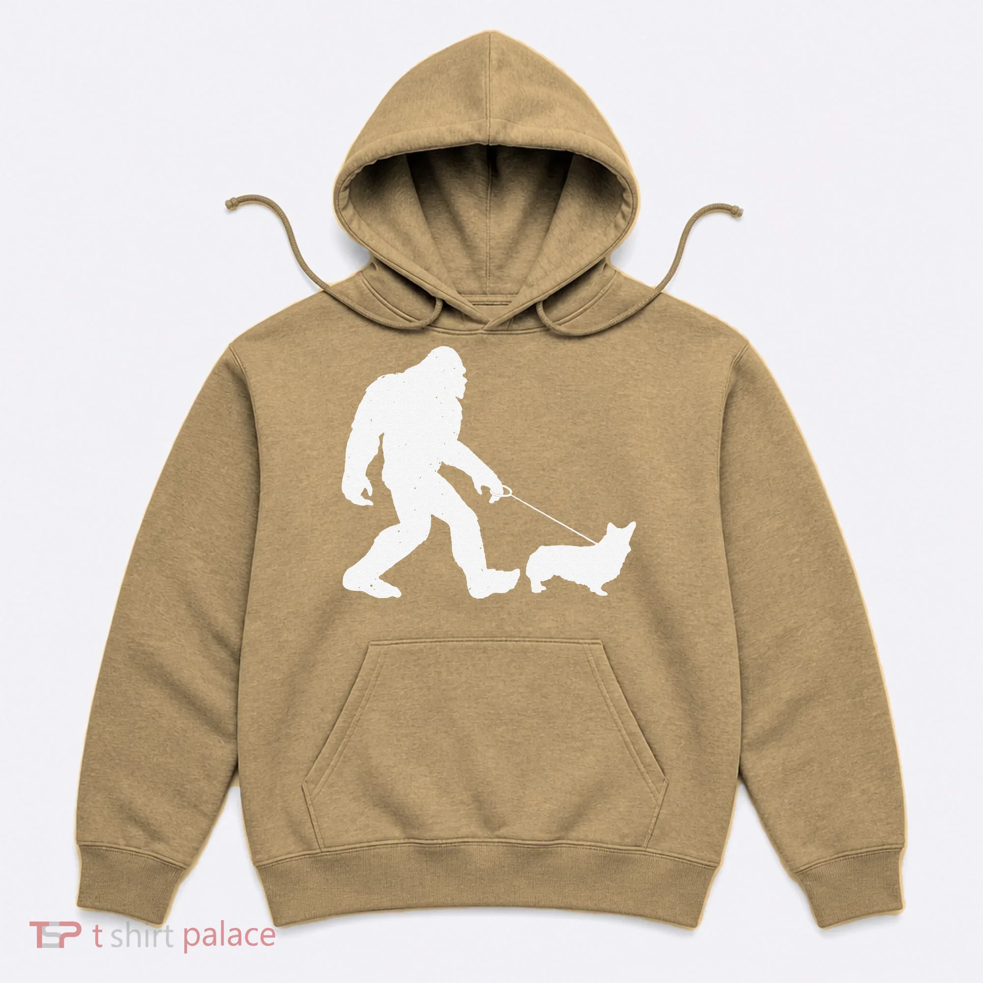 Bigfoot Walking Corgi Dog Funny Gift Hoodie