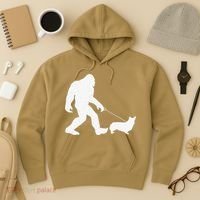Bigfoot Walking Corgi Dog Funny Gift Hoodie thumb 3