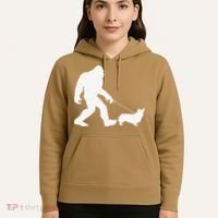 Bigfoot Walking Corgi Dog Funny Gift Hoodie thumb 5