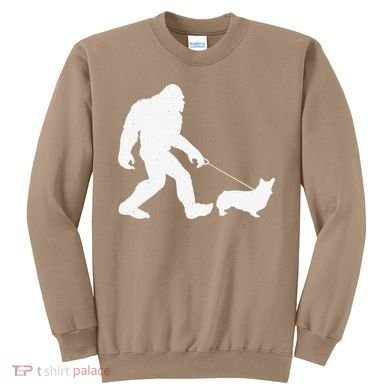 Bigfoot Walking Corgi Dog Funny Gift Sweatshirt