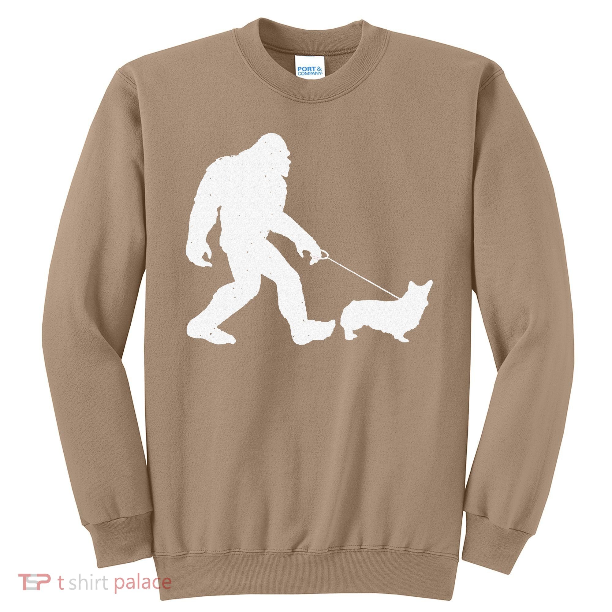 Bigfoot Walking Corgi Dog Funny Gift Sweatshirt