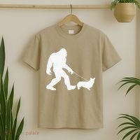 Bigfoot Walking Corgi Dog Funny Gift T-Shirt thumb 2