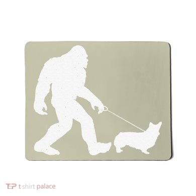 Bigfoot Walking Corgi Dog Funny Gift Mousepad