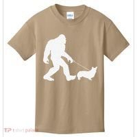 Bigfoot Walking Corgi Dog Funny Gift Kids T-Shirt thumb 0