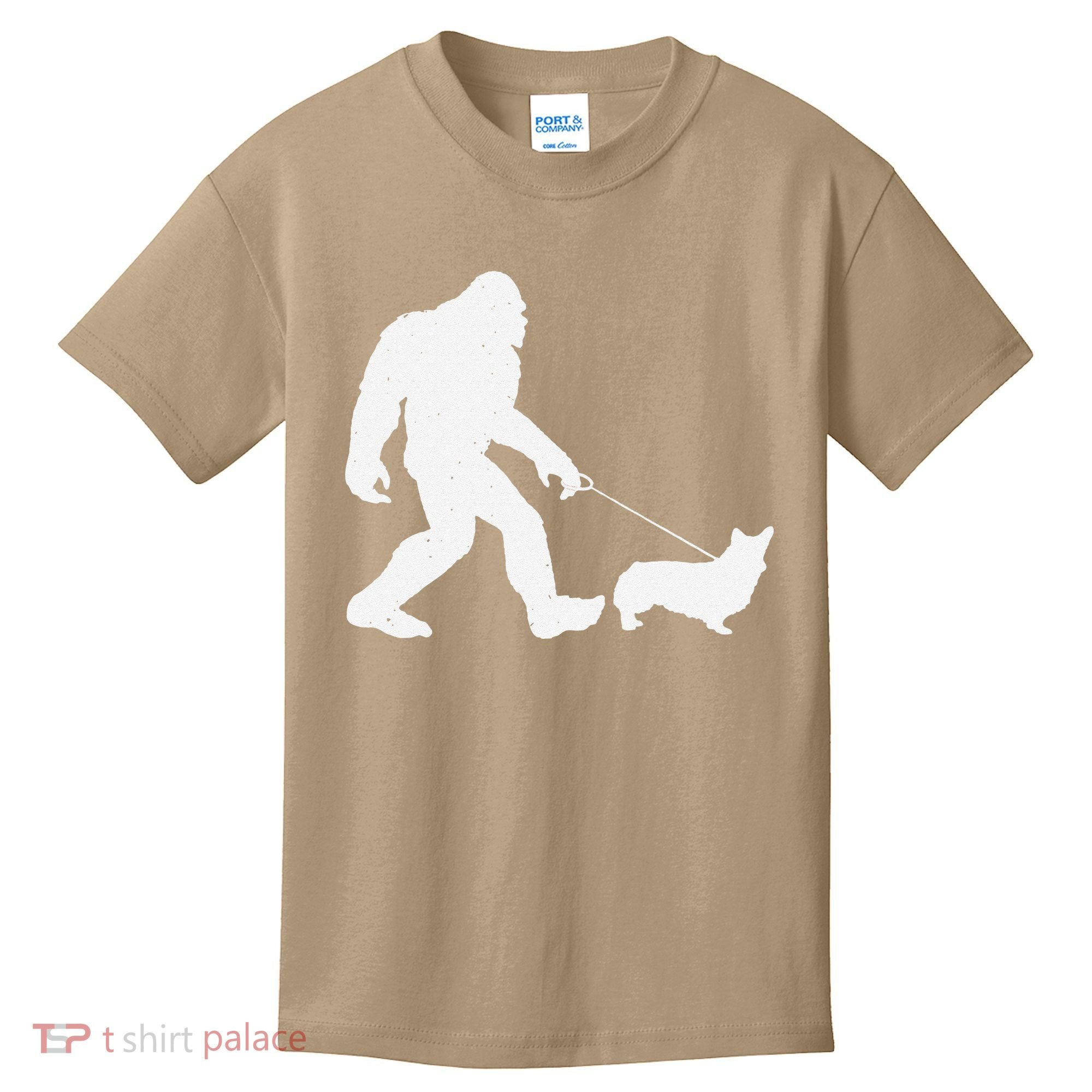 Bigfoot Walking Corgi Dog Funny Gift Kids T-Shirt