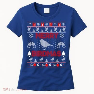 Bird Watching Christmas Birding Merry Birdmas Ugly Sweater Gift Women's T-Shirt
