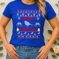Bird Watching Christmas Birding Merry Birdmas Ugly Sweater Gift Women's T-Shirt thumb 2