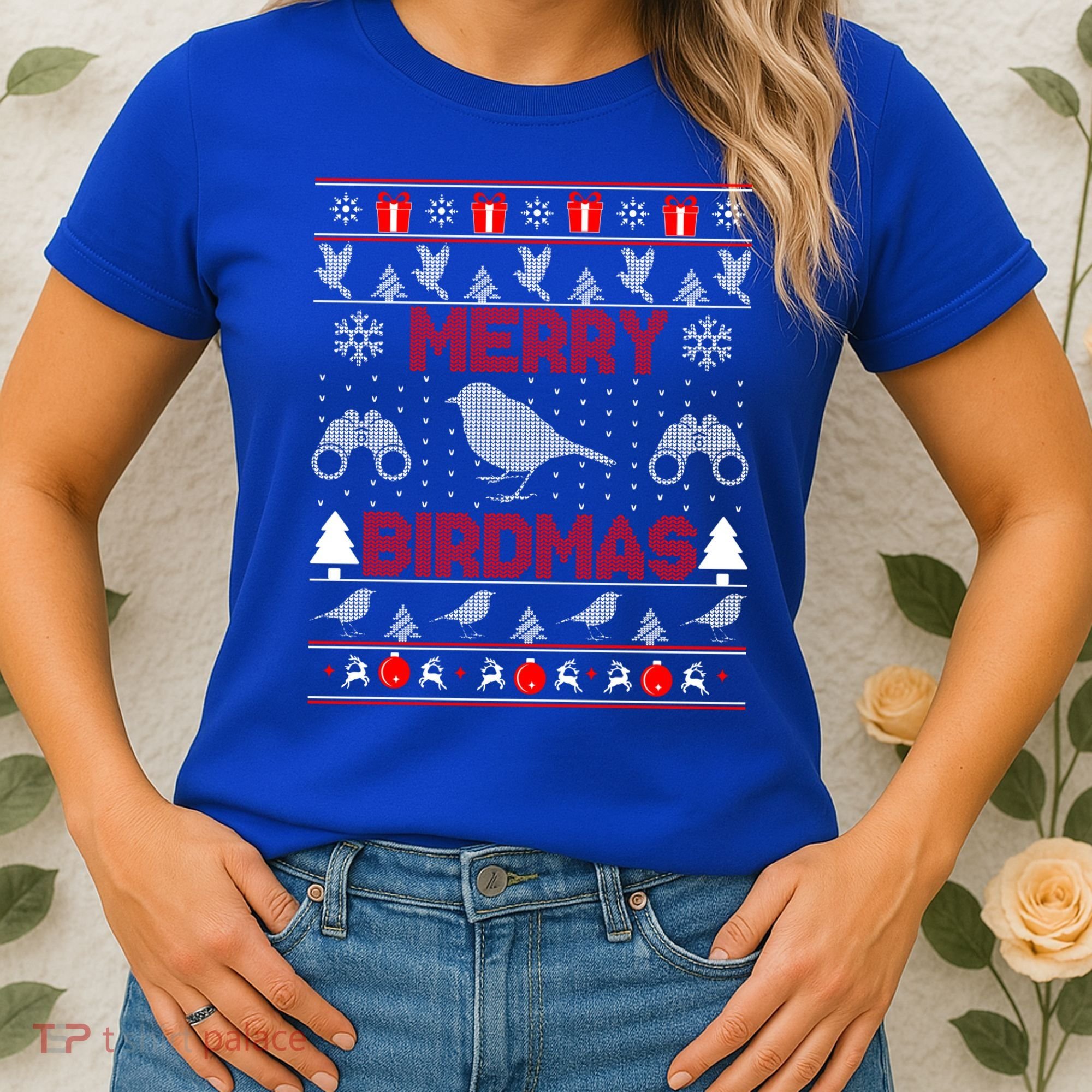 Bird Watching Christmas Birding Merry Birdmas Ugly Sweater Gift Women's T-Shirt