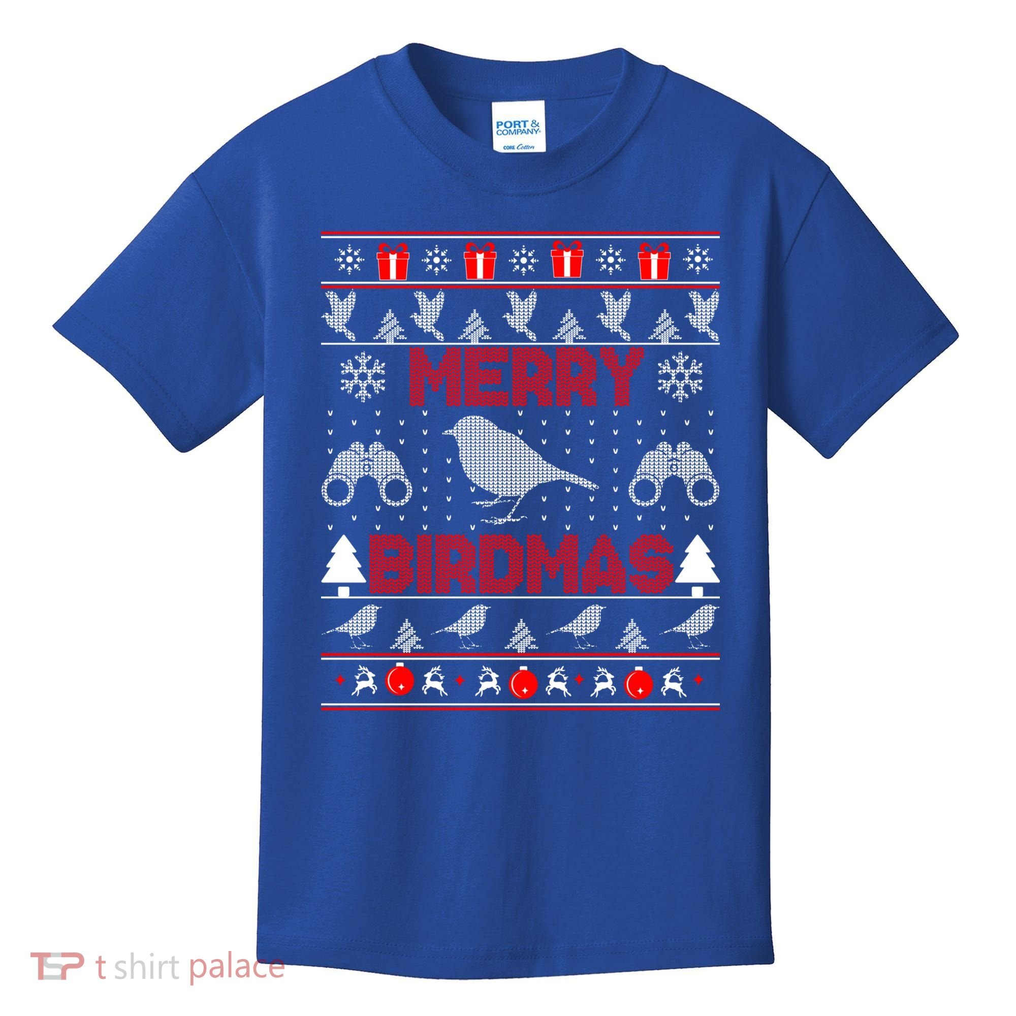 Bird Watching Christmas Birding Merry Birdmas Ugly Sweater Gift Kids T-Shirt