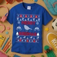 Bird Watching Christmas Birding Merry Birdmas Ugly Sweater Gift Kids T-Shirt thumb 3