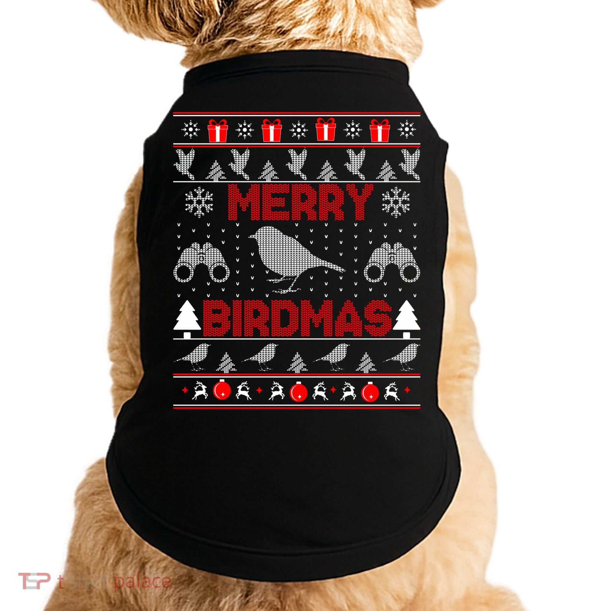 Bird Watching Christmas Birding Merry Birdmas Ugly Sweater Doggie Tank