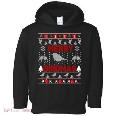 Bird Watching Christmas Birding Merry Birdmas Ugly Sweater Toddler Hoodie