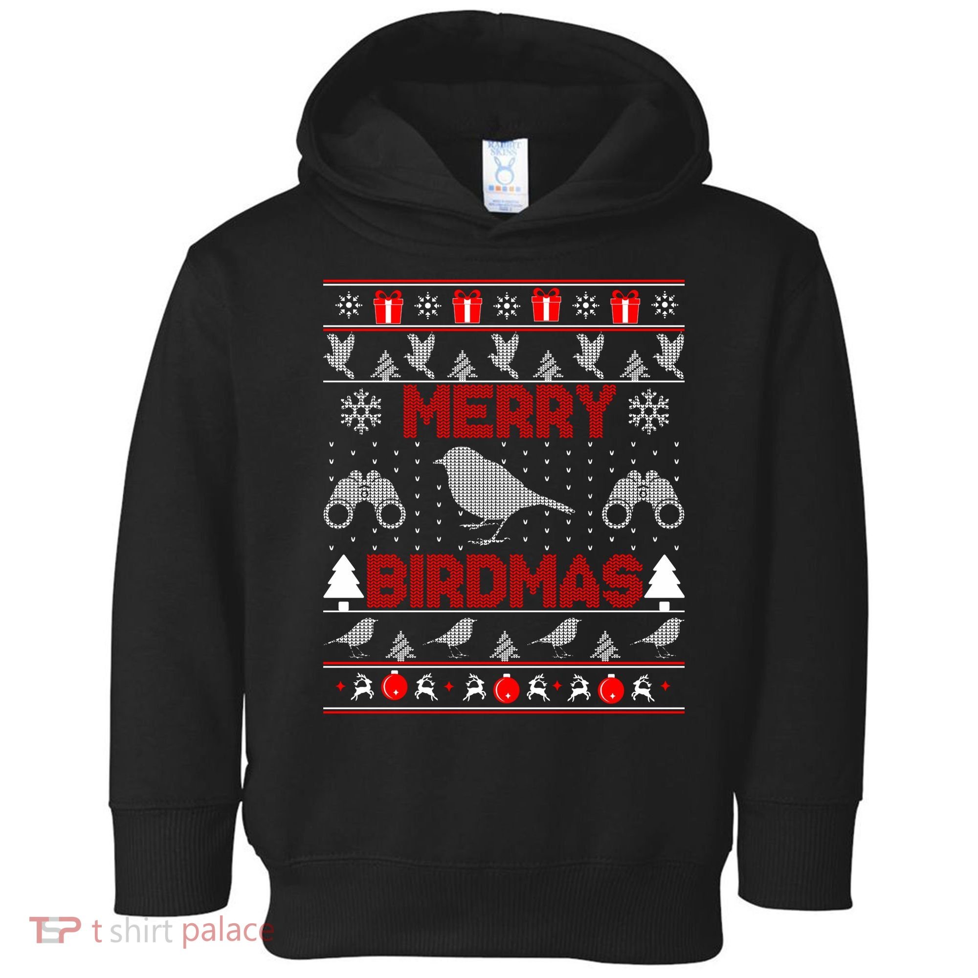 Bird Watching Christmas Birding Merry Birdmas Ugly Sweater Toddler Hoodie