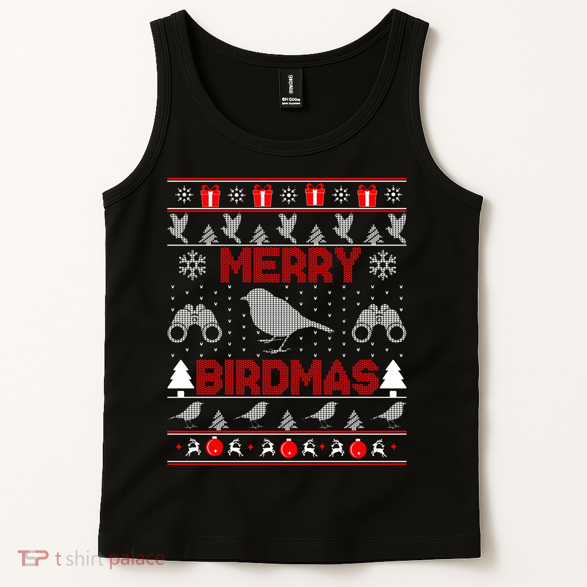 Bird Watching Christmas Birding Merry Birdmas Ugly Sweater Tank Top