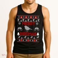 Bird Watching Christmas Birding Merry Birdmas Ugly Sweater Tank Top thumb 3