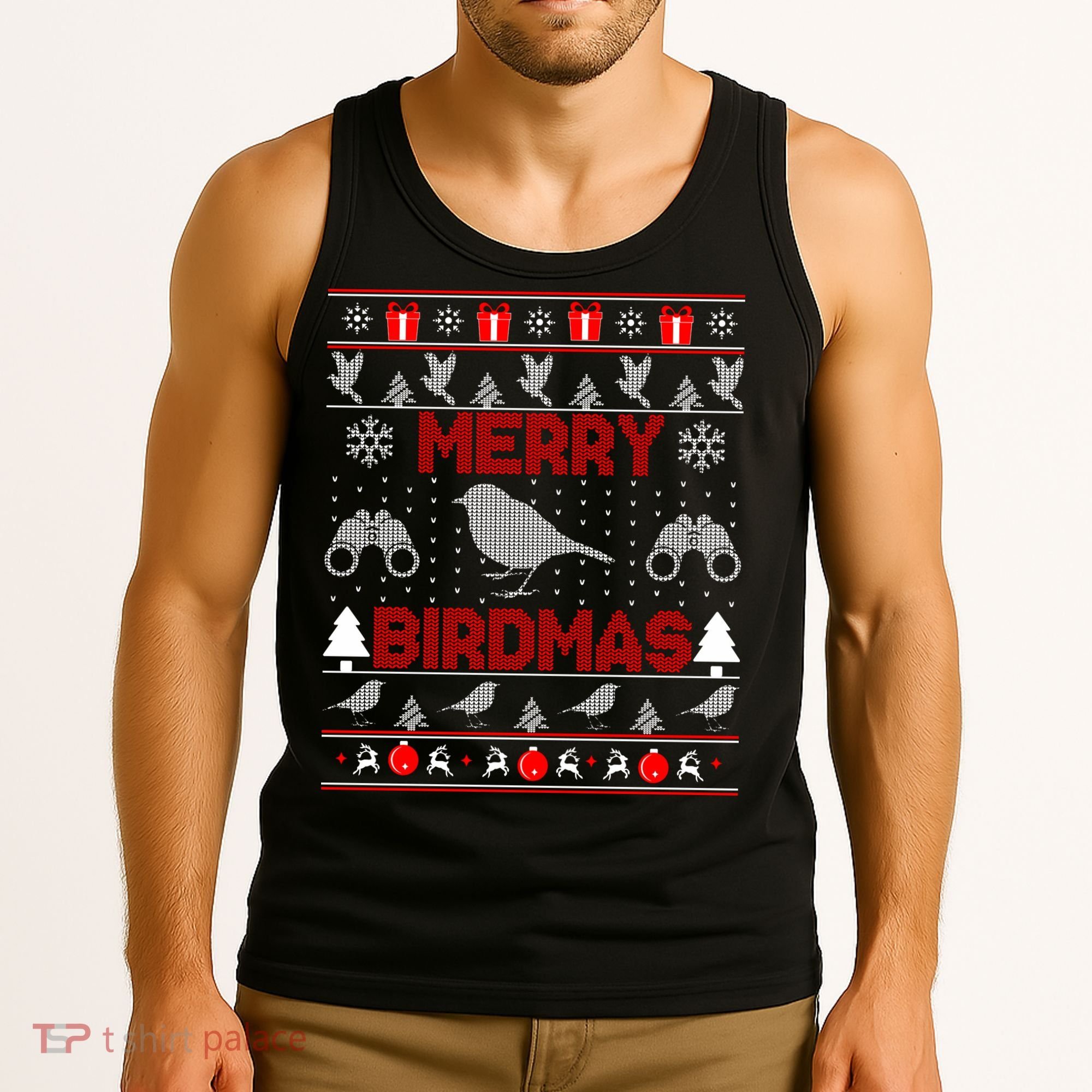 Bird Watching Christmas Birding Merry Birdmas Ugly Sweater Tank Top
