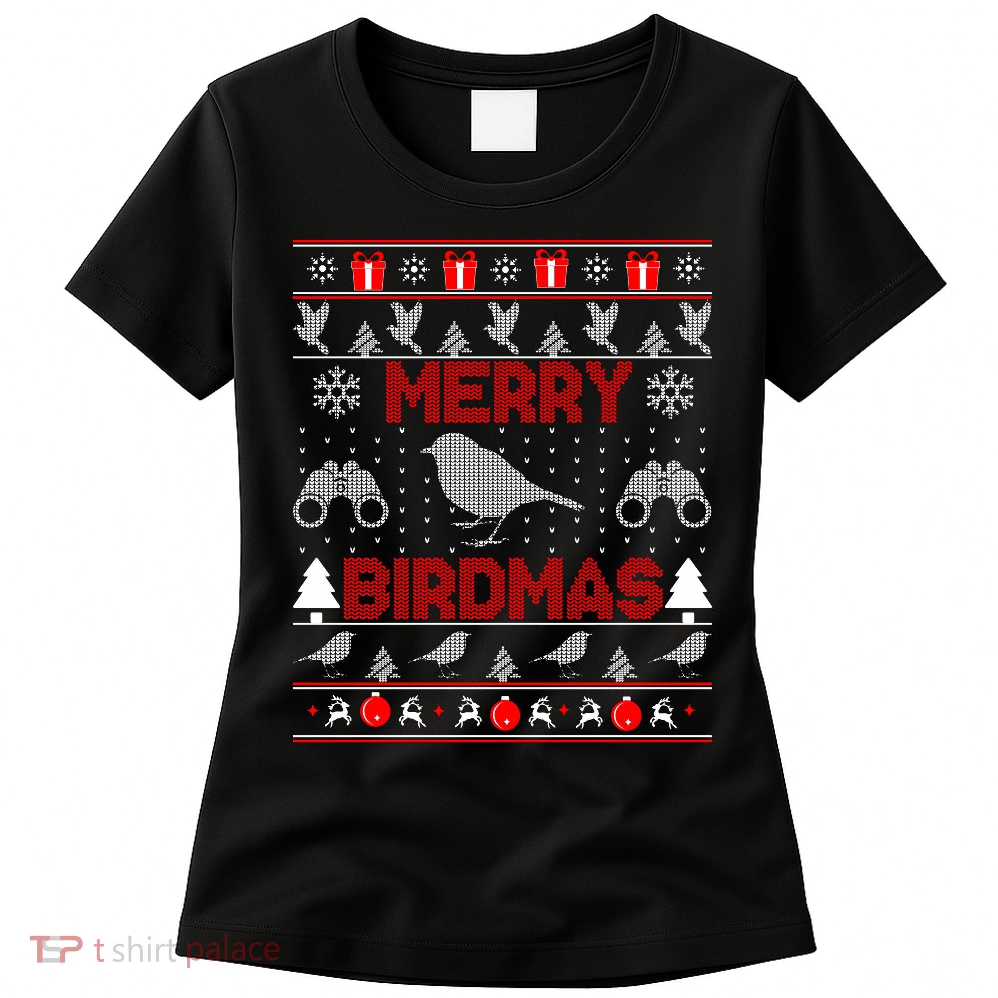 Bird Watching Christmas Birding Merry Birdmas Ugly Sweater Women's T-Shirt