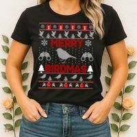 Bird Watching Christmas Birding Merry Birdmas Ugly Sweater Women's T-Shirt thumb 2