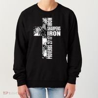 Black White Cross Iron Sharpens Iron Verse Christian Couples Women's Sweatshirt thumb 0