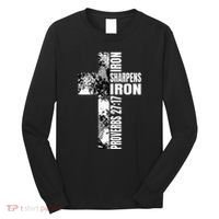 Black White Cross Iron Sharpens Iron Verse Christian Couples Long Sleeve Shirt thumb 0