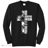 Black White Cross Iron Sharpens Iron Verse Christian Couples Sweatshirt thumb 0