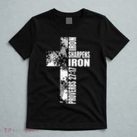Black White Cross Iron Sharpens Iron Verse Christian Couples T-Shirt thumb 5