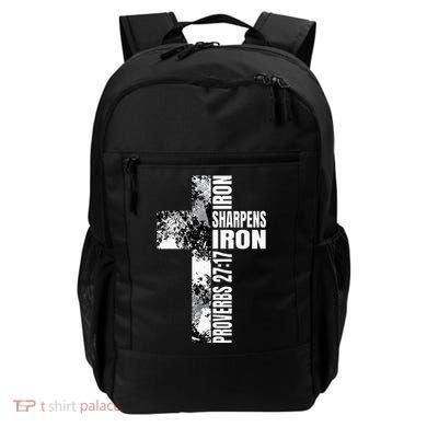 Black White Cross Iron Sharpens Iron Verse Christian Couples Backpack