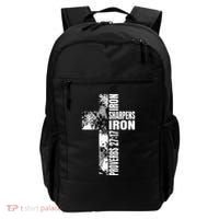 Black White Cross Iron Sharpens Iron Verse Christian Couples Backpack thumb 0