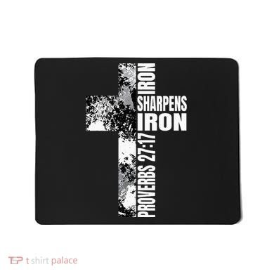 Black White Cross Iron Sharpens Iron Verse Christian Couples Mousepad