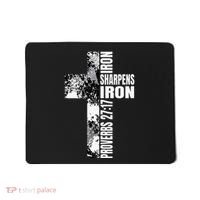 Black White Cross Iron Sharpens Iron Verse Christian Couples Mousepad thumb 0