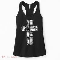 Black White Cross Iron Sharpens Iron Verse Christian Couples Women's Tank Top thumb 0