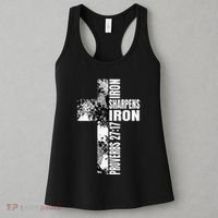 Black White Cross Iron Sharpens Iron Verse Christian Couples Women's Tank Top thumb 3