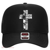 Black White Cross Iron Sharpens Iron Verse Christian Couples Hat thumb 0