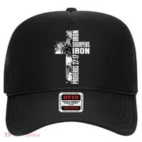 Black White Cross Iron Sharpens Iron Verse Christian Couples Hat thumb 0