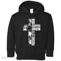 Black White Cross Iron Sharpens Iron Verse Christian Couples Toddler Hoodie thumb 0