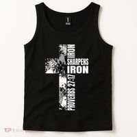 Black White Cross Iron Sharpens Iron Verse Christian Couples Tank Top thumb 2