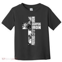 Black White Cross Iron Sharpens Iron Verse Christian Couples Toddler T-Shirt thumb 0