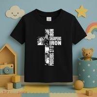 Black White Cross Iron Sharpens Iron Verse Christian Couples Toddler T-Shirt thumb 3