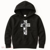 Black White Cross Iron Sharpens Iron Verse Christian Couples Kids Hoodie thumb 0
