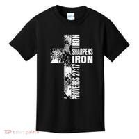 Black White Cross Iron Sharpens Iron Verse Christian Couples Kids T-Shirt thumb 0