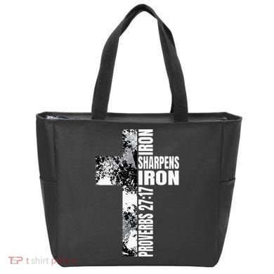 Black White Cross Iron Sharpens Iron Verse Christian Couples Tote Bag