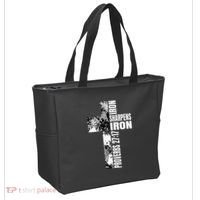 Black White Cross Iron Sharpens Iron Verse Christian Couples Tote Bag thumb 2