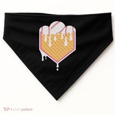 Baseball Waffle Cone Home Plate With Ice Cream Drip USA-Made Doggie Bandana