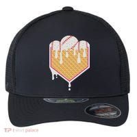 Baseball Waffle Cone Home Plate With Ice Cream Drip Flexfit Unipanel Trucker Cap thumb 0