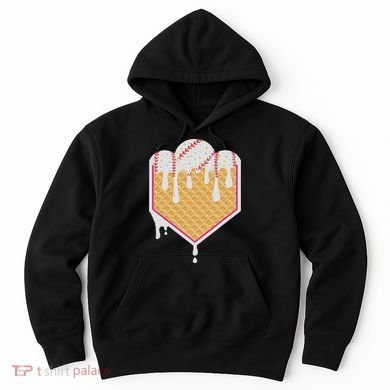 Baseball Waffle Cone Home Plate With Ice Cream Drip Hoodie