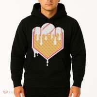 Baseball Waffle Cone Home Plate With Ice Cream Drip Hoodie thumb 2
