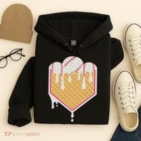 Baseball Waffle Cone Home Plate With Ice Cream Drip Hoodie thumb 4