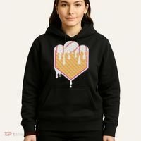 Baseball Waffle Cone Home Plate With Ice Cream Drip Hoodie thumb 5
